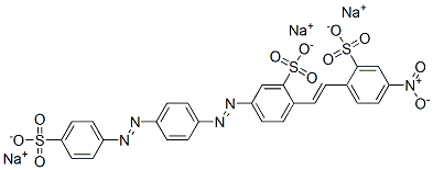 trisodium 2-[2-(4-nitro-2-sulphonatophenyl)vinyl]-5-[[4-[(4-sulphonatophenyl)azo]phenyl]azo]benzenesulphonate Struktur