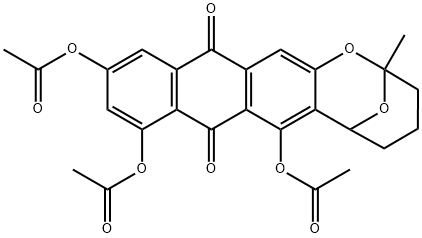 3,4,5,6,8,13-Hexahydro-2-methyl-8,13-dioxo-2,6-epoxy-2H-anthra[2,3-b]oxocin-7,9,11-triyl=triacetate Struktur