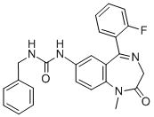 1-Benzyl-3-(5-(o-fluorophenyl)-2,3-dihydro-1-methyl-2-oxo-1H-1,4-benzo diazepin-7-yl)urea Struktur