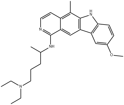 1-((4-(Diethylamino)-1-methylbutyl)amino)-9-methoxy-5-methyl-9H-pyrido (4,3-b)carbazole H2O Struktur