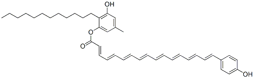 17-(4-Hydroxyphenyl)-2,4,6,8,10,12,14,16-heptadecaoctaenoic acid 2-dodecyl-3-hydroxy-5-methylphenyl ester Struktur