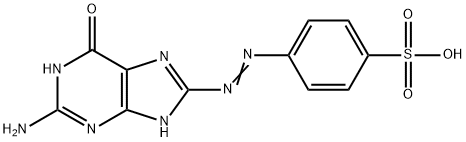 4-[(2-amino-6-oxo-3,5-dihydropurin-8-yl)diazenyl]benzenesulfonic acid Struktur