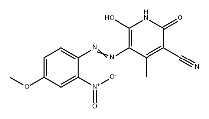 1,2-dihydro-6-hydroxy-5-[(4-methoxy-2-nitrophenyl)azo]-4-methyl-2-oxonicotinonitrile Struktur