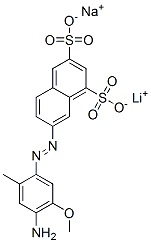 7-[(4-amino-5-methoxy-o-tolyl)azo]naphthalene-1,3-disulphonic acid, lithium sodium salt Struktur