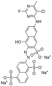 6'-(5-Chloro-2-fluoro-6-methylpyrimidin-4-ylamino)-1'-hydroxy[2,2'-azobisnaphthalene]-1,3',5-trisulfonic acid trisodium salt Struktur