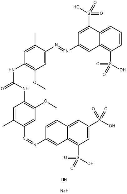 lithium sodium 7-[[4-[[[[4-[(4,8-disulpho-2-naphthyl)azo]-2-methoxy-5-methylphenyl]amino]carbonyl]amino]-5-methoxy-o-tolyl]azo]naphthalene-1,3-disulphonate Struktur