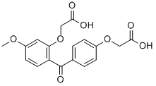 Acetic acid, (2-(4-(carboxymethoxy)benzoyl)-5-methoxyphenoxy)- Struktur