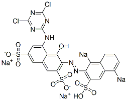 5-(4,6-Dichloro-1,3,5-triazin-2-ylamino)-4-hydroxy-3-(1,5-disodiosulfo-2-naphtylazo)-2,7-naphthalenedisulfonic acid disodium salt Struktur