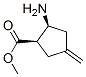 Cyclopentanecarboxylic acid, 2-amino-4-methylene-, methyl ester, (1R,2S)- Struktur