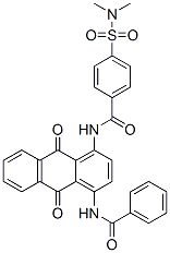 N-[4-(benzoylamino)-9,10-dihydro-9,10-dioxo-1-anthryl]-4-[(dimethylamino)sulphonyl]benzamide Struktur