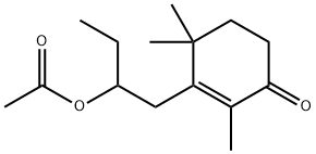 3-(2-Acetyloxybutyl)-2,4,4-trimethyl-2-cyclohexen-1-one Struktur