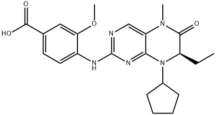 (R)-4-(8-cyclopentyl-7-ethyl-5-Methyl-6-oxo-5,6,7,8-tetrahydropteridin-2-ylaMino)-3-Methoxybenzoic acid Struktur