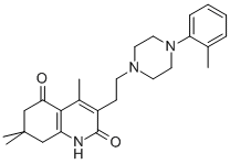 2,5(1H,6H)-Quinolinedione, 7,8-dihydro-3-(2-(4-(2-methylphenyl)-1-pipe razinyl)ethyl)-4,7,7-trimethyl- Struktur