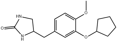 2-Imidazolidinone, 4-((3-(cyclopentyloxy)-4-methoxyphenyl)methyl)- Struktur