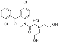 Acetamide, 2-(bis(2-hydroxyethyl)amino)-N-(4-chloro-2-(2-chlorobenzoyl )phenyl)-N-methyl-, monohydrochloride Struktur