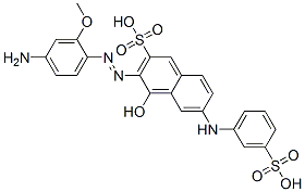 3-[(4-Amino-2-methoxyphenyl)azo]-4-hydroxy-6-[(3-sulfophenyl)amino]-2-naphthalenesulfonic acid Struktur