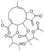 4-(3-Acetoxy-2-hydroxy-2-methyl-1-oxobutoxy)-2,3,3a,4,5,8,9,11a-octahydro-10-methyl-3-methylene-5-(2-methyl-1-oxobutoxy)-2-oxocyclodeca[b]furan-6-carboxylic acid methyl ester Struktur