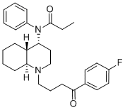 4-((N-Phenyl-N-propionyl)amino)-1-(3-(4-fluorobenzoyl)propyl)-trans-de cahydroquinoline Struktur