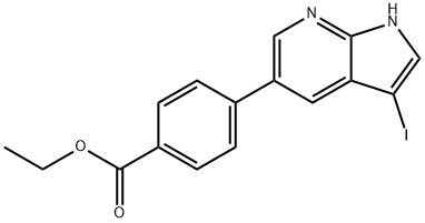 Benzoic acid, 4-(3-iodo-1H-pyrrolo[2,3-b]pyridin-5-yl)-, ethyl ester Struktur