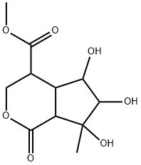 Octahydro-5,6,7-trihydroxy-7-methyl-1-oxocyclopenta[c]pyran-4-carboxylic acid methyl ester Struktur