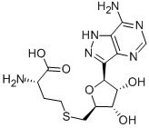 D-Ribitol, 5-S-(3-amino-3-carboxypropyl)-1-C-(7-amino-1H-pyrazolo(4,3- d)pyrimidin-3-yl)-1,4-anhydro-5-thio-, (1S,5(S))- Struktur