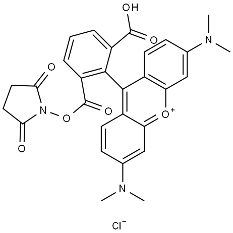 5(6)-CARBOXYTETRAMETHYLRHODAMINE N-SUCCINIMIDYL ESTER Struktur