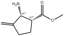 Cyclopentanecarboxylic acid, 2-amino-3-methylene-, methyl ester, cis- (9CI) Struktur