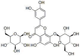 2-(3,4-Dihydroxyphenyl)-8-(beta-D-glucopyranosyloxy)-5,7-dihydroxy-4H- 1-benzopyran-4-one mono-beta-D-glucopyranoside Struktur