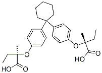 Butanoic acid, 2,2'-[cyclohexylidenebis(4,1-phenyleneoxy)]bis[2-methyl-, (R*,R*)-(+-)- Struktur