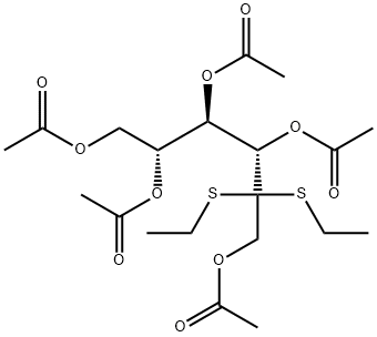 1-O,3-O,4-O,5-O,6-O-Pentaacetyl-D-fructose diethyl dithioacetal Struktur