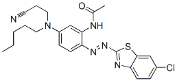 N-[2-[(6-chlorobenzothiazol-2-yl)azo]-5-[(2-cyanoethyl)pentylamino]phenyl]acetamide Struktur