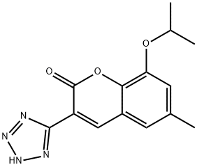 2H-1-Benzopyran-2-one, 6-methyl-8-(1-methylethoxy)-3-(1H-tetrazol-5-yl )- Struktur