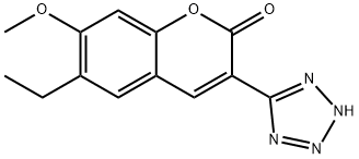 2H-1-Benzopyran-2-one, 6-ethyl-7-methoxy-3-(1H-tetrazol-5-yl)- Struktur