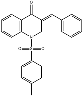 (E)-1-((4-Methylphenyl)sulfonyl)-3-(phenylmethylene)-2,3-dihydro-4(1H) -quinolinone Struktur