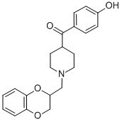 (1-((2,3-Dihydro-1,4-benzodioxin-2-yl)methyl)-4-piperidinyl)(4-hydroxy phenyl)methanone Struktur