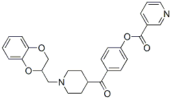 [1-(7,10-dioxabicyclo[4.4.0]deca-1,3,5-trien-9-ylmethyl)-4-piperidyl]- (4-hydroxyphenyl)methanone, pyridine-3-carboxylic acid Struktur