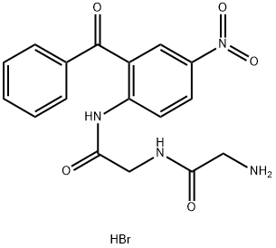 N-(2-Benzoyl-4-nitrophenyl)-glycyl-glycinamide hydrobromide hydrate (2 :2:1) Struktur