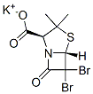 potassium (2S-cis)-6,6-dibromo-3,3-dimethyl-7-oxo-4-thia-1-azabicyclo[3.2.0]heptane-2-carboxylate Struktur