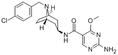 2-Amino-N-(8-(p-chlorobenzyl)-3-beta-nortropanyl)-4-methoxy-5-pyrimidi necarboxamide Struktur