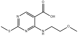 4-[(2-甲氧基乙基)氨基]-2-(甲硫基)-5-嘧啶羧酸, 76360-92-4, 結構式