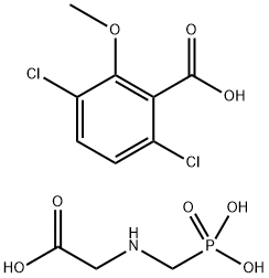 3,6-dichloro-2-methoxy-benzoic acid, 2-(phosphonomethylamino)acetic ac id Struktur