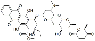 methyl (1R,2R,4S)-4-[(2S,4S,5S,6S)-4-dimethylamino-5-[(2S,4S,5R,6S)-4- hydroxy-6-methyl-5-[(2S,6S)-6-methyl-5-oxo-oxan-2-yl]oxy-oxan-2-yl]oxy -6-methyl-oxan-2-yl]oxy-2-ethyl-2,5,12-trihydroxy-6,11-dioxo-3,4-dihyd ro-1H-tetracene-1-carboxylate Struktur