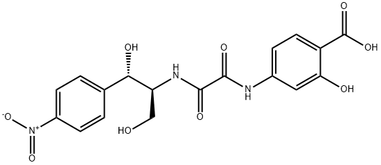 4-[[[(1S,2S)-1,3-dihydroxy-1-(4-nitrophenyl)propan-2-yl]carbamoylformy l]amino]-2-hydroxy-benzoic acid Struktur