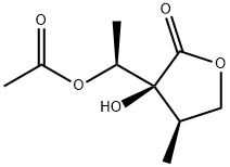 2(3H)-Furanone,3-[(1S)-1-(acetyloxy)ethyl]dihydro-3-hydroxy-4-methyl-,(3S,4R)-(9CI) Struktur