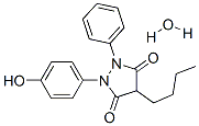 4-Butyl-1-(4-hydroxyphenyl)-2-phenyl-3,5- pyrazolidinedione monohydrate Struktur