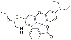 3'-chloro-6'-(diethylamino)-2'-[(2-ethoxyethyl)amino]spiro[isobenzofuran-1[3H],9'-[9H]xanthene]-3-one Struktur