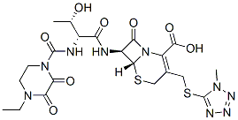 (6R,7S)-7-[[(2R,3S)-2-(4-Ethyl-2,3-dioxo-1-piperazinylcarbonylamino)-3-hydroxybutyryl]amino]-3-[[(1-methyl-1H-tetrazol-5-yl)thio]methyl]-8-oxo-5-thia-1-azabicyclo[4.2.0]oct-2-ene-2-carboxylic acid Struktur