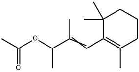 1,2-dimethyl-3-(2,6,6-trimethyl-1-cyclohexen-1-yl)propen-1-yl acetate Struktur