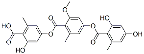 4-[(2,4-Dihydroxy-6-methylbenzoyl)oxy]-2-methoxy-6-methylbenzoic acid 4-carboxy-3-hydroxy-5-methylphenyl ester Struktur