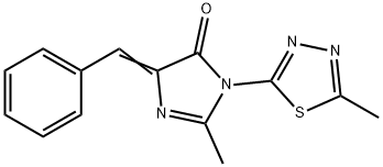 (5Z)-5-benzylidene-2-methyl-3-(5-methyl-1,3,4-thiadiazol-2-yl)imidazol -4-one Struktur